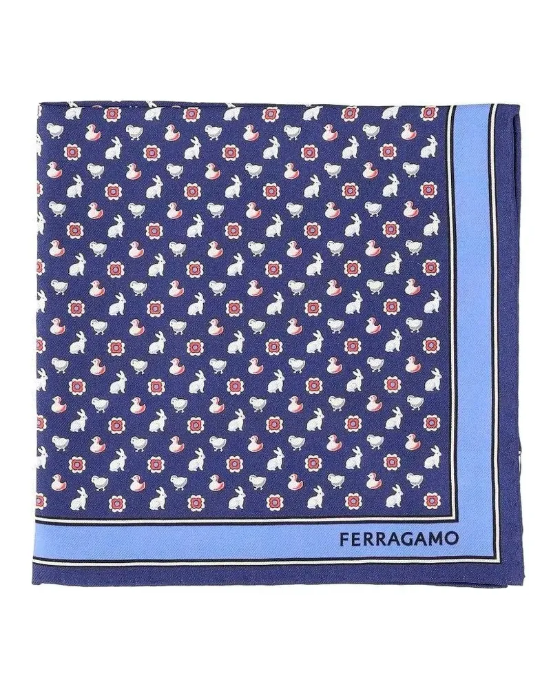 Ferragamo Primavera Einstecktuch aus Seide - Blau Blau