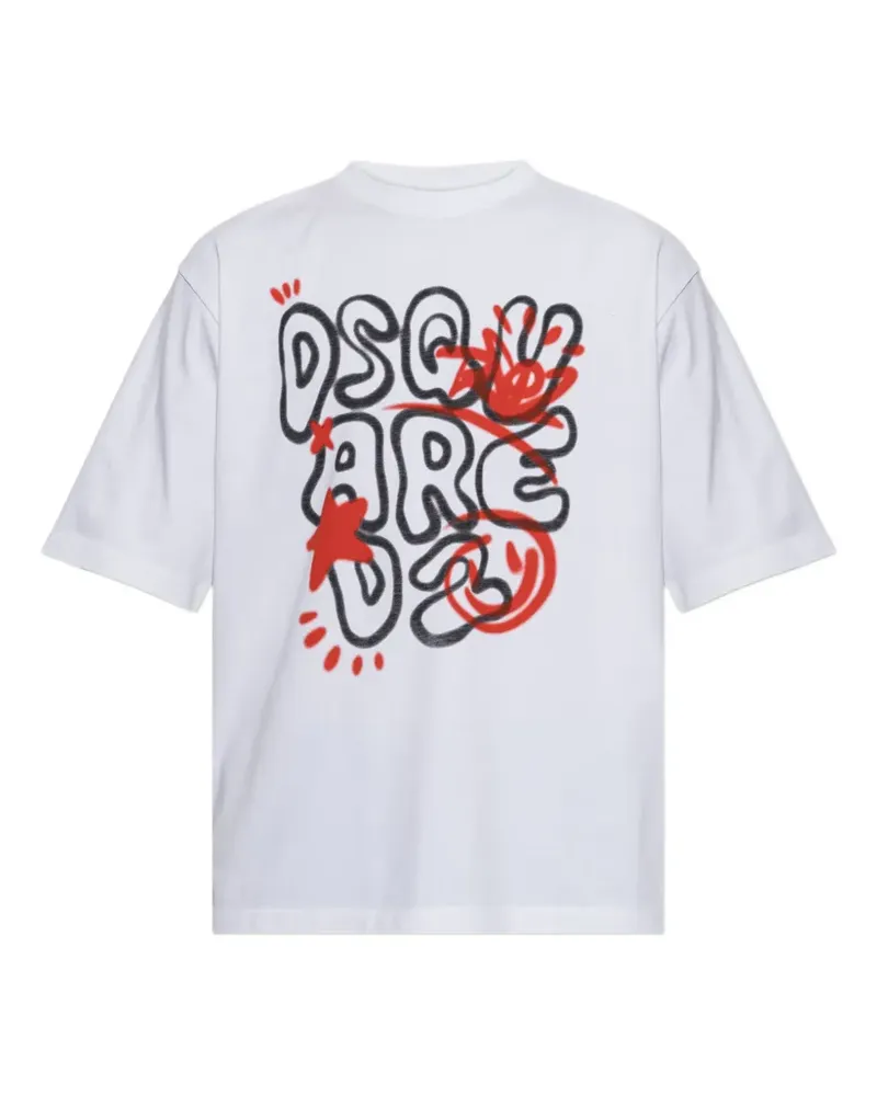 Dsquared2 Kurzärmeliges T-Shirt mit Logo-Print - Weiß Weiß