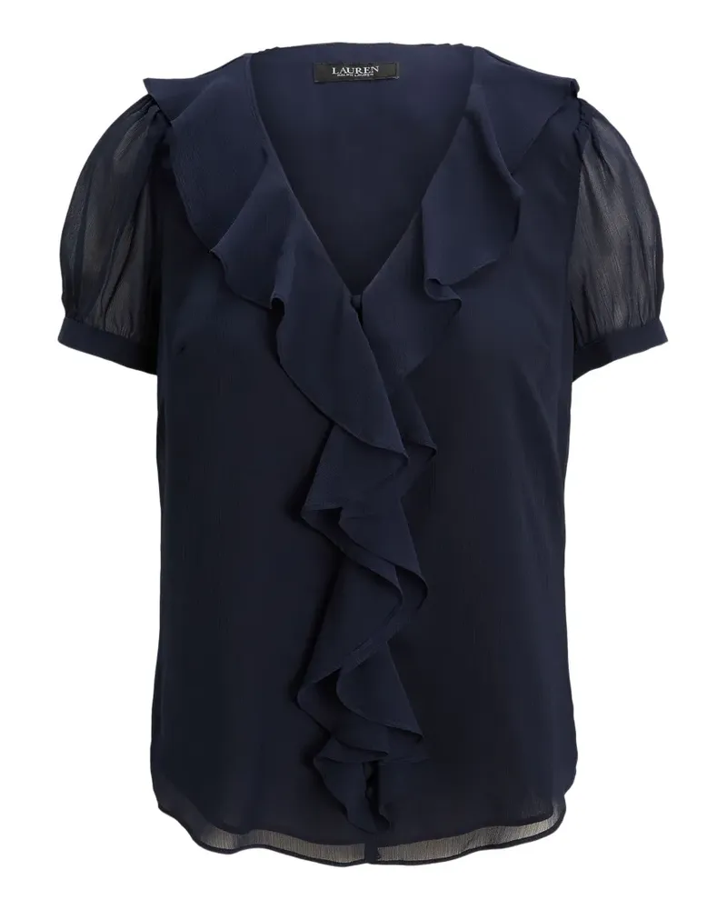 Ralph Lauren ruffled V-neck blouse - Blau Blau
