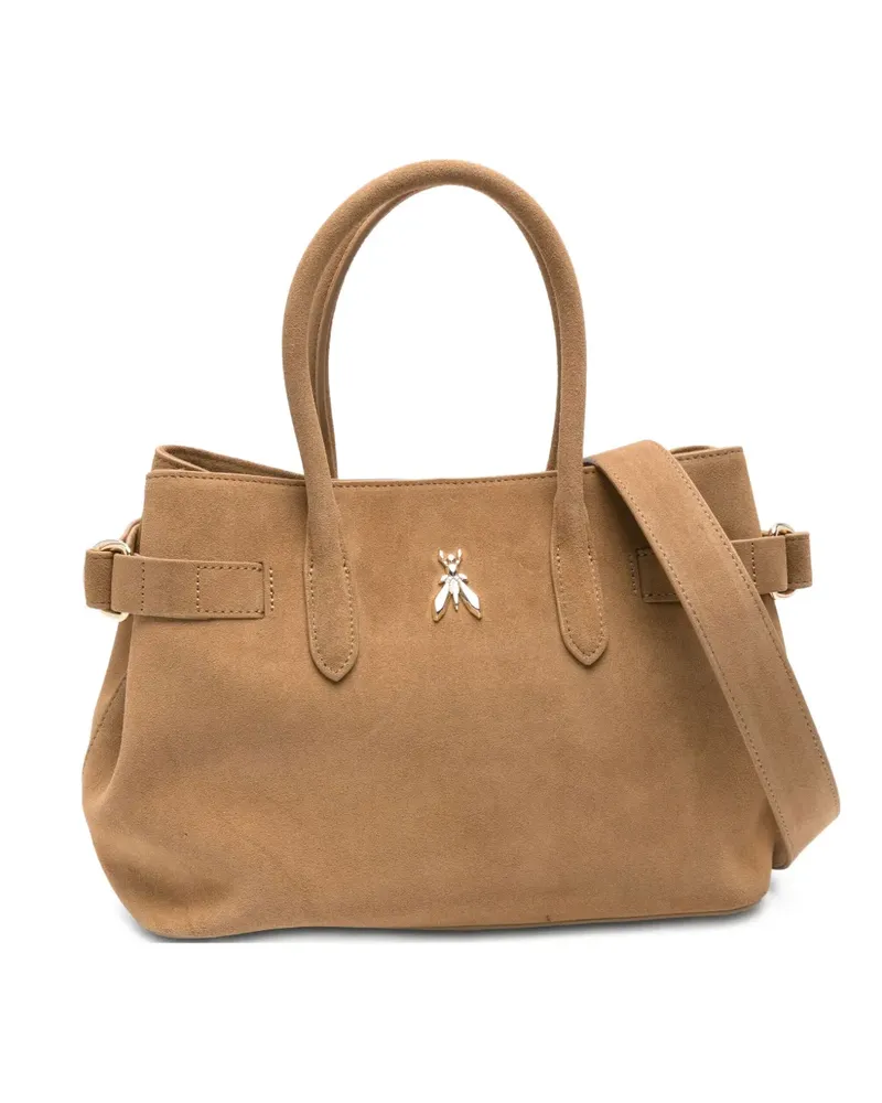 Patrizia Pepe New Business Wildleder-Schultertasche mit Logo-Verzierung - Nude Nude