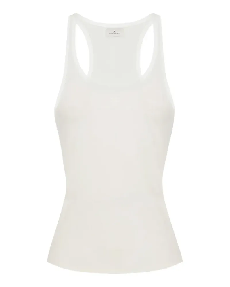 Elisabetta Franchi tank top in lightweight jersey fabric with logo - Nude Nude
