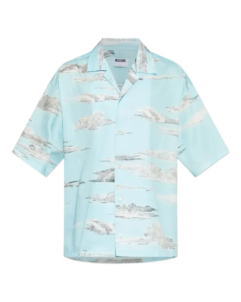 Moschino cloud-print camp-collar shirt - Blau Blau