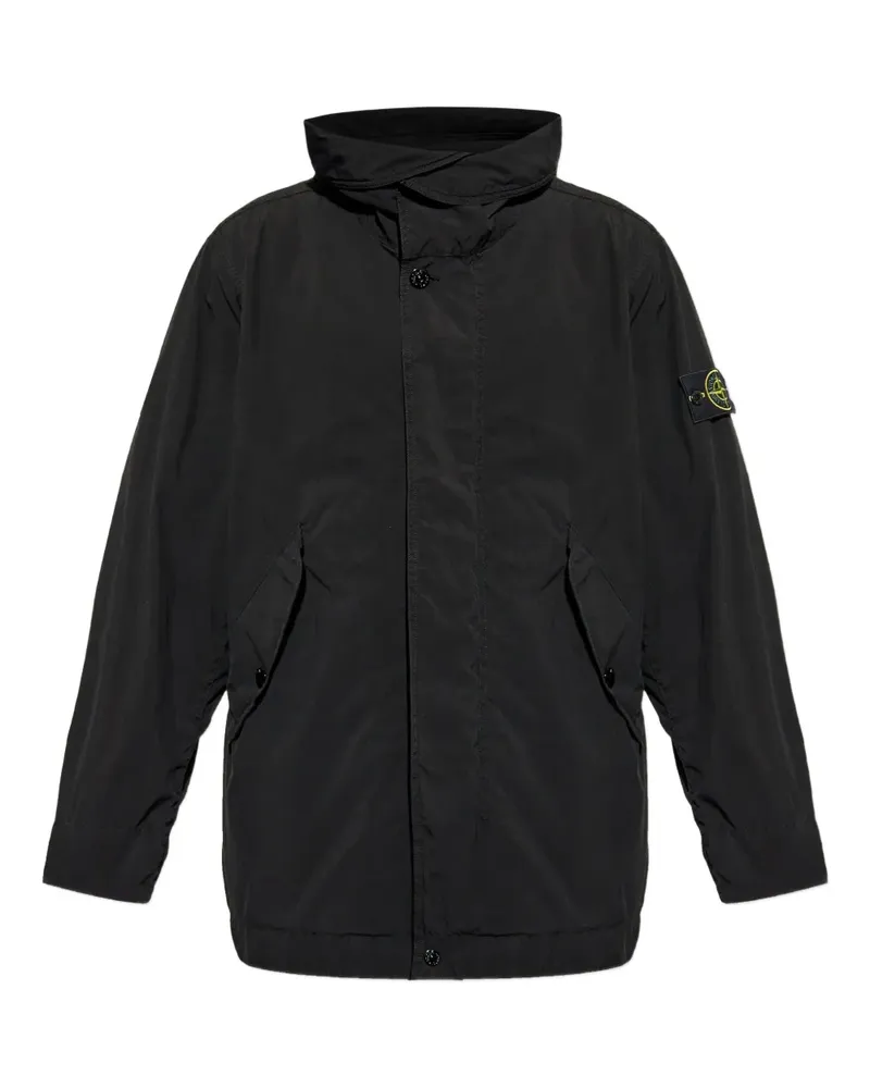 Stone Island Parka mit Kompass-Patch - Schwarz Schwarz