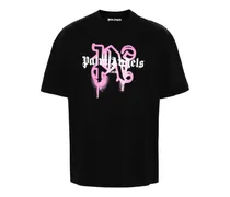 T-Shirt mit Miami Monogram Spray-Print - Schwarz