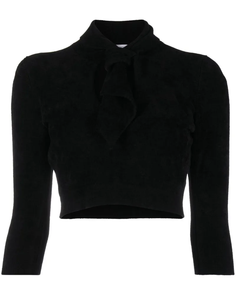 ATTICO Cropped-Pullover mit Zopfmuster - Schwarz Schwarz