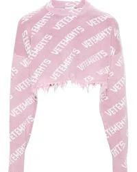 VETEMENTS Lamé-Pullover aus Logo-Jacquard Rosa