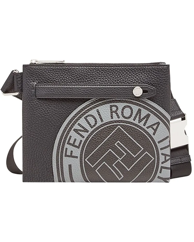 Fendi Kuriertasche mit Logo-Print - Schwarz Schwarz