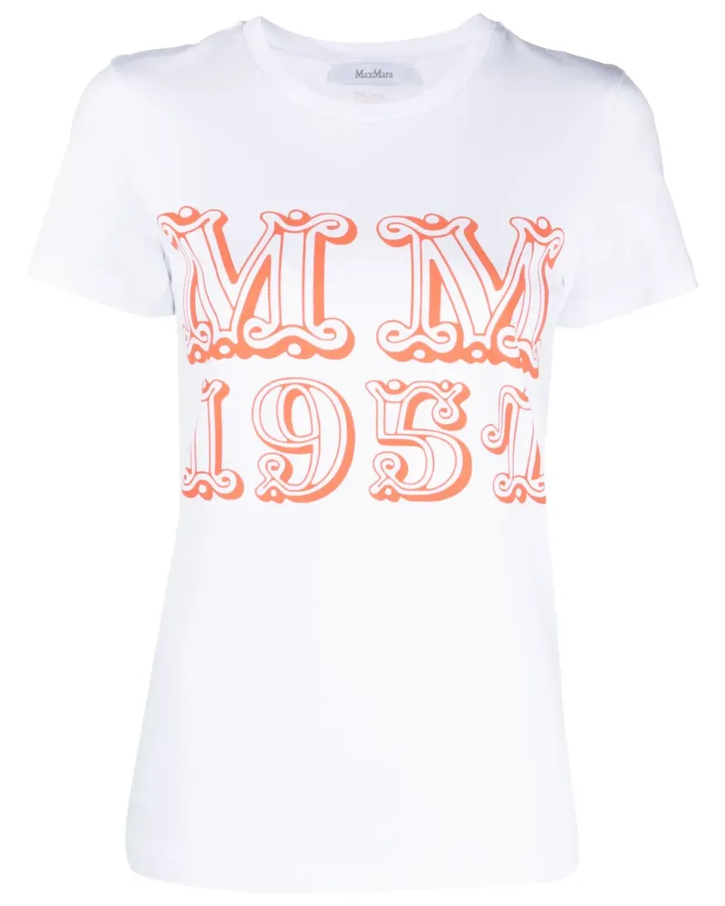 Max Mara T-Shirt mit grafischem Print - Weiß Weiß