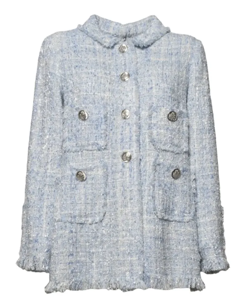 Charlott tweed frayed-edge jacket - Blau Blau