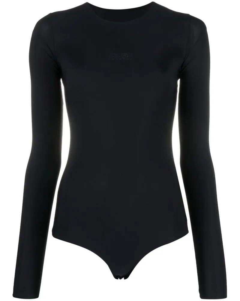 Maison Margiela Langärmeliger Body mit Logo-Print - Schwarz Schwarz