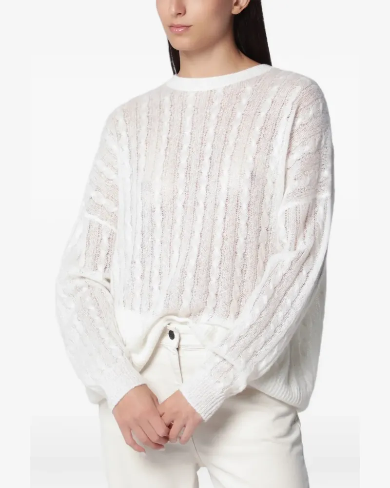 Lisa Yang Amabel Pullover mit Zopfmuster - Weiß Weiß