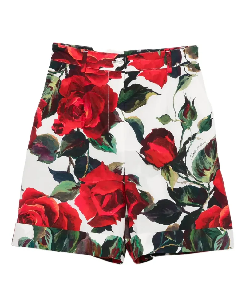 Dolce & Gabbana Shorts mit Rosen-Print - Weiß Weiß