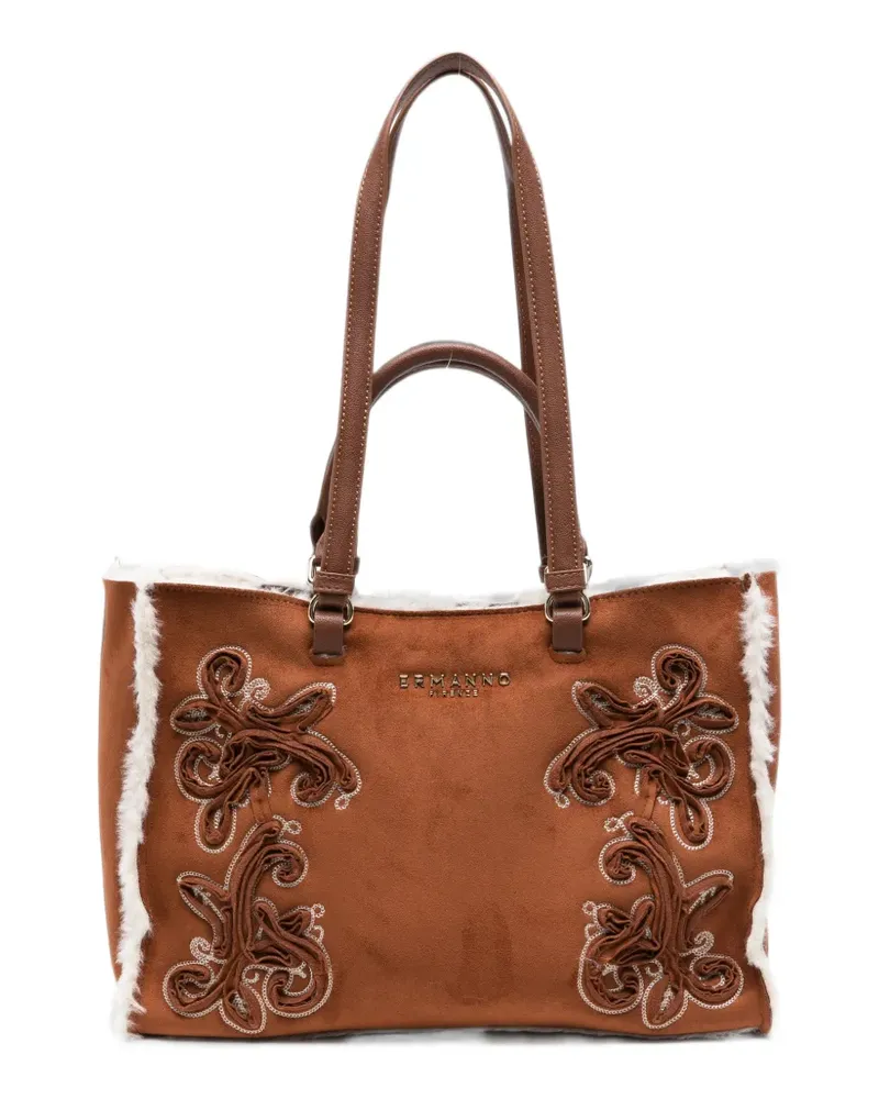 Ermanno Scervino small embroidered tote bag - Braun Braun