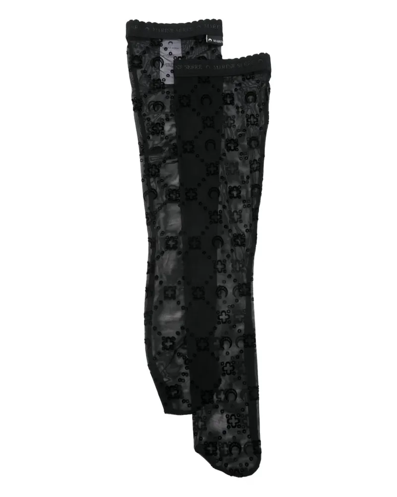 Marine Serre Socken aus Mesh mit Monogramm - Schwarz Schwarz