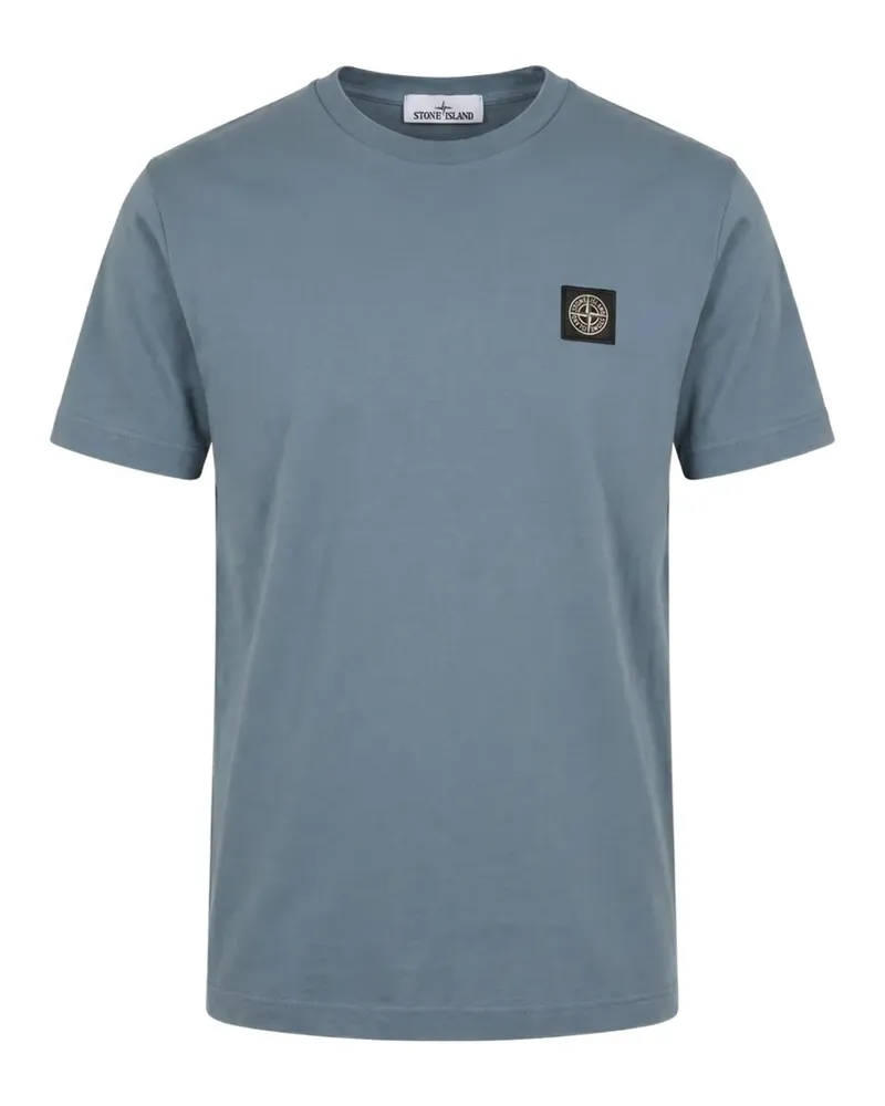 Stone Island T-Shirt mit Logo-Patch - Blau Blau