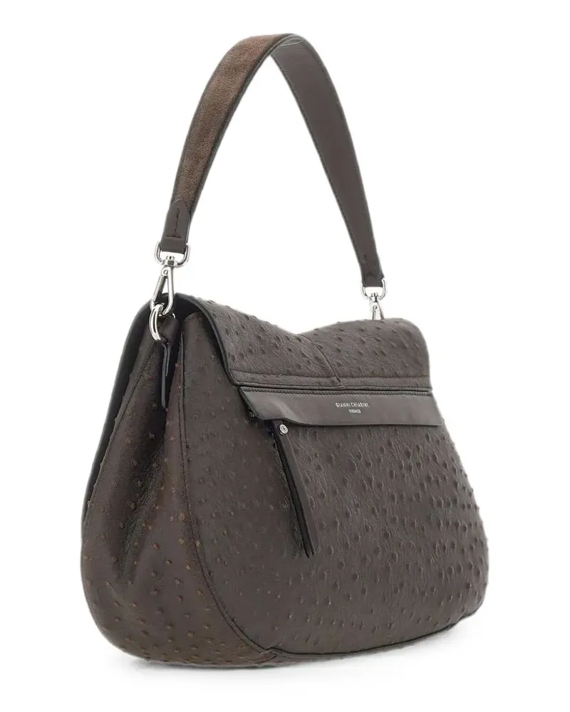 Gianni Chiarini medium Helena Round ostrich-effect shoulder bag - Braun Braun