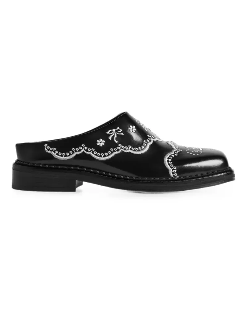 Simone Rocha embroidered leather mules - Schwarz Schwarz