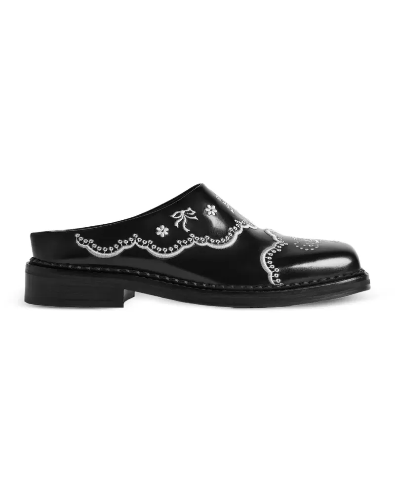 Simone Rocha embroidered leather mules - Schwarz Schwarz