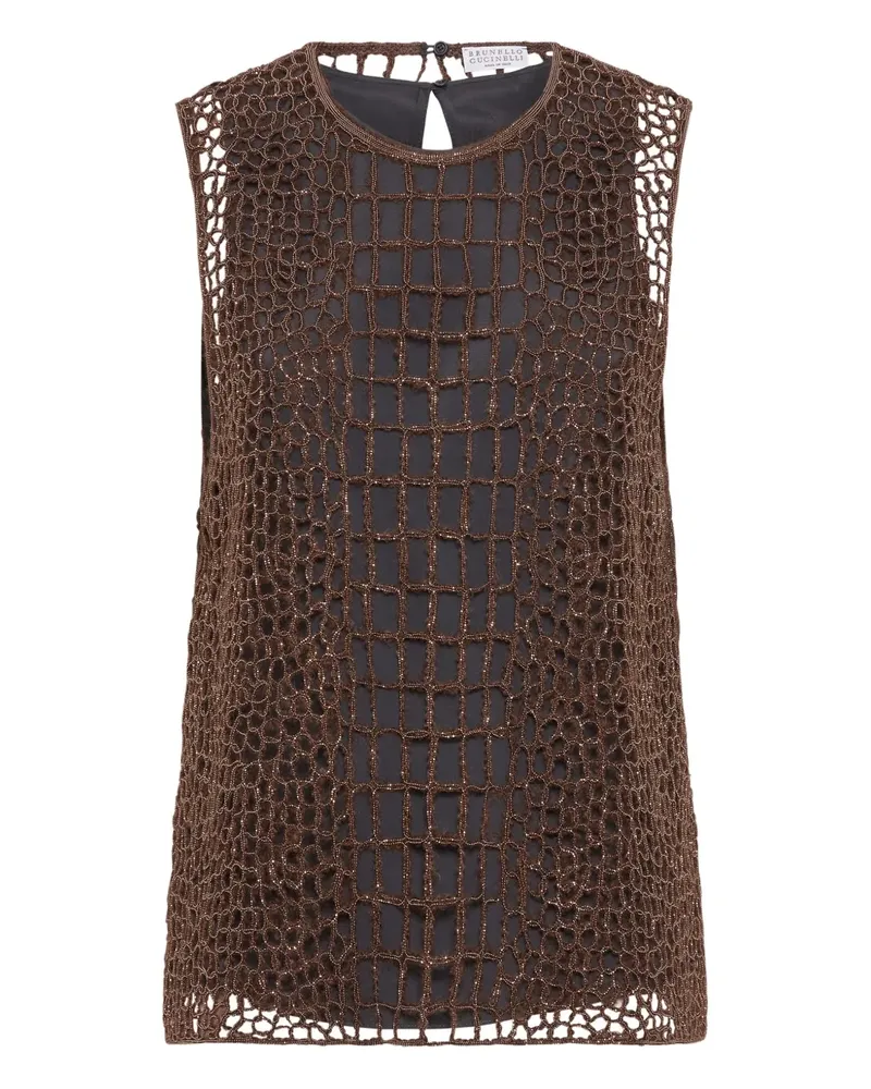 Brunello Cucinelli Oberteil mit Kroko-Effekt - Braun Braun