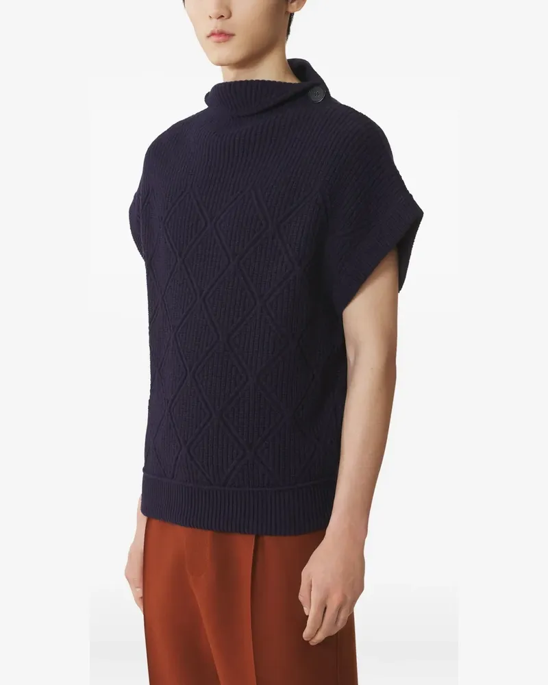 Lanvin Stehkragen-Pullover mit Rautenmuster - Blau Blau
