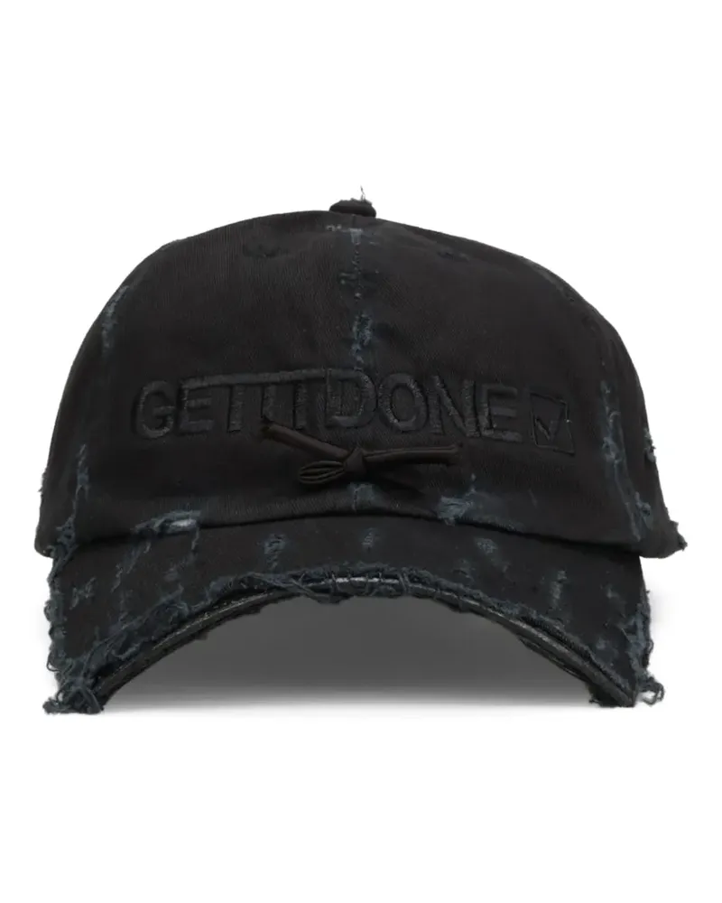Natasha Zinko distressed bow-detail baseball hat - Schwarz Schwarz