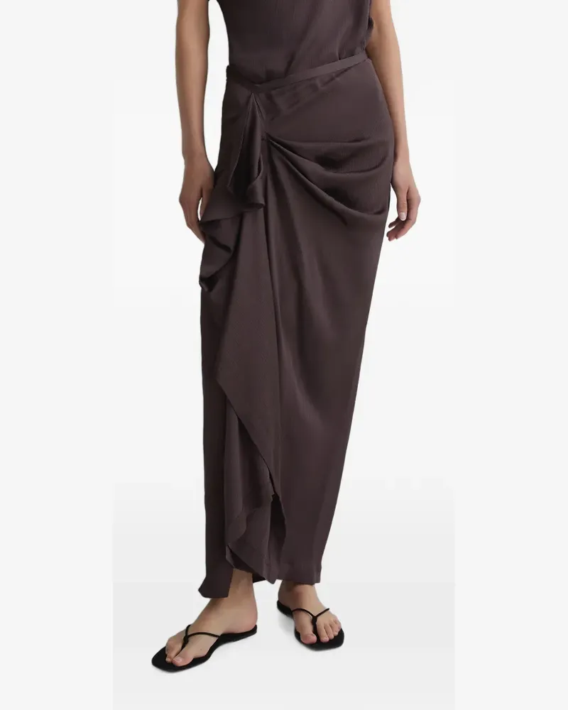 BONDI BORN Ardea draped hammered-satin maxi skirt - Braun Braun