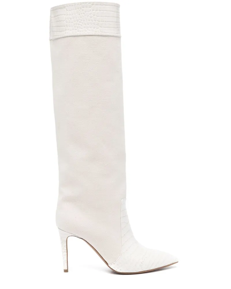 Paris Texas Stiefel mit Kroko-Optik 85mm - Nude Nude