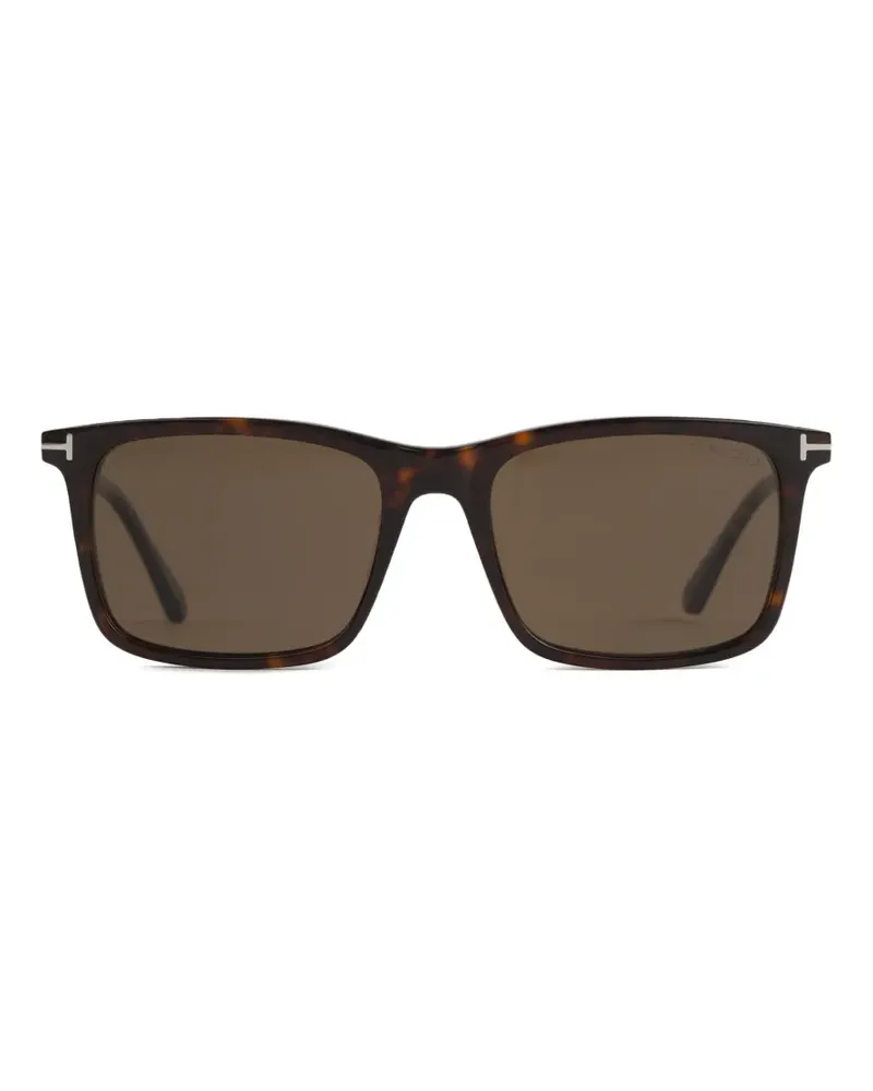 Tom Ford Eckige Sonnenbrille in Schildpattoptik - Braun Braun