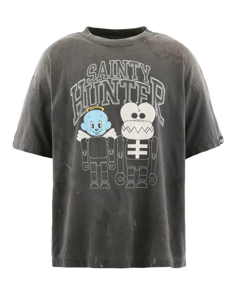 SAINT MXXXXXX T-Shirt im Distressed-Look - Schwarz Schwarz
