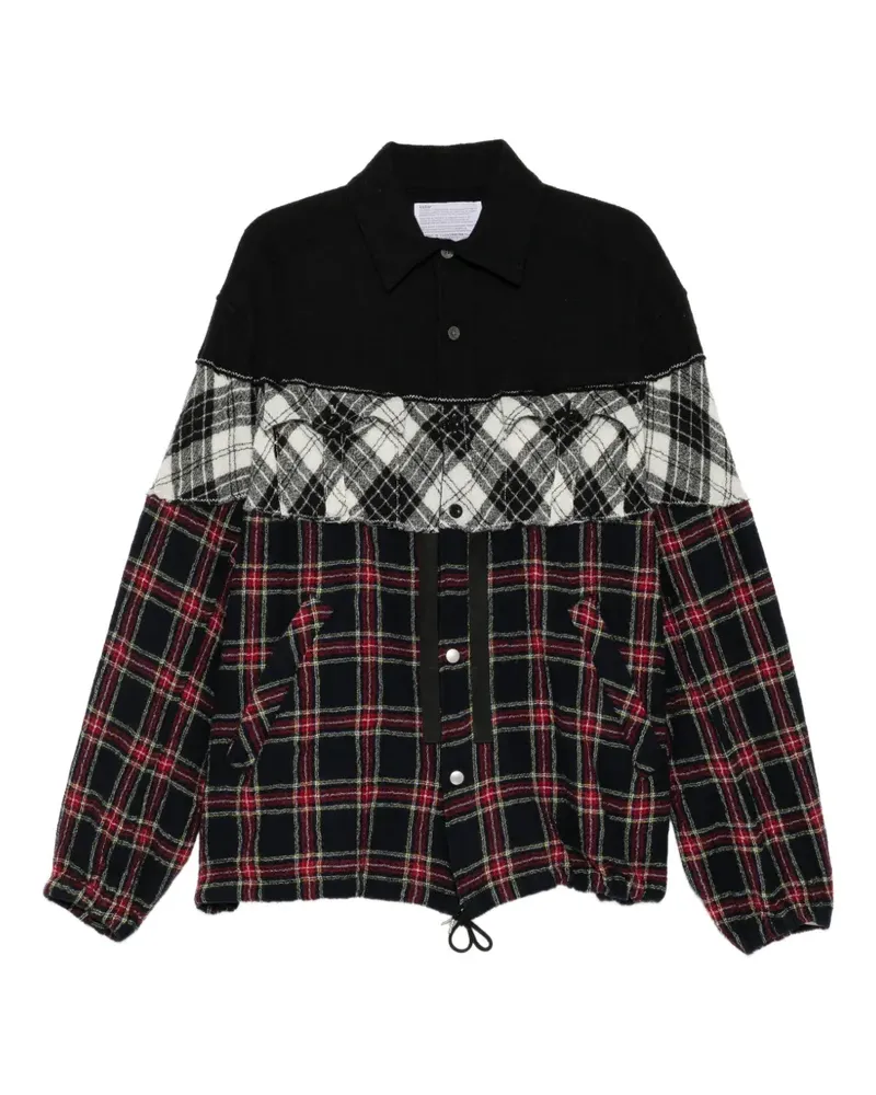 kolor Hemdjacke im Patchwork-Look - Schwarz Schwarz