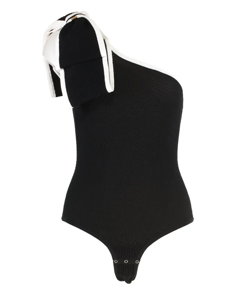 Elisabetta Franchi Strukturierter One-Shoulder-Body - Schwarz Schwarz
