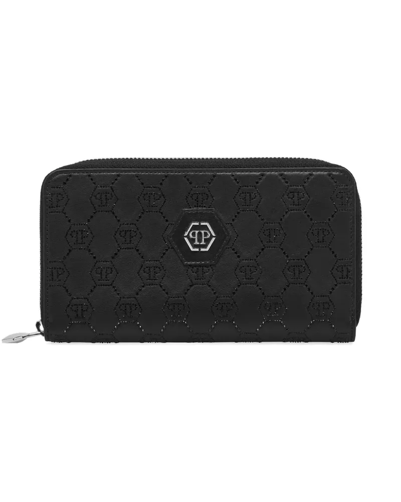 Philipp Plein Portemonnaie mit Monogrammmuster - Schwarz Schwarz