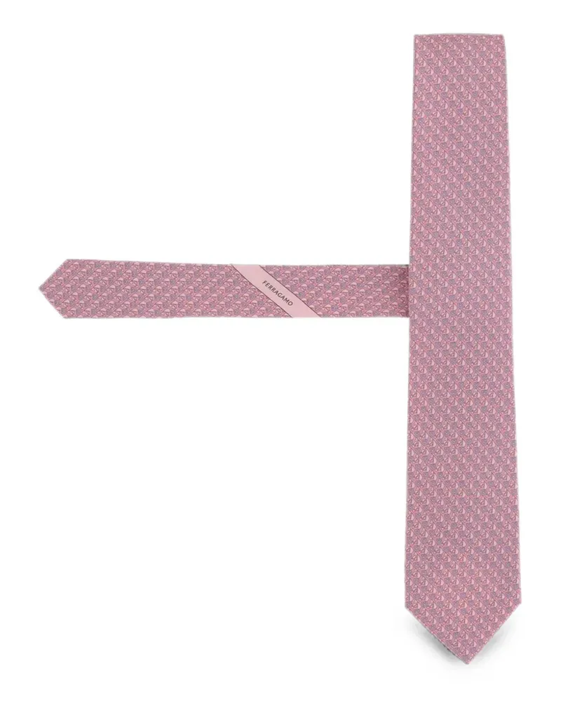 Ferragamo Krawatte mit Gancini-Muster - Rosa Rosa