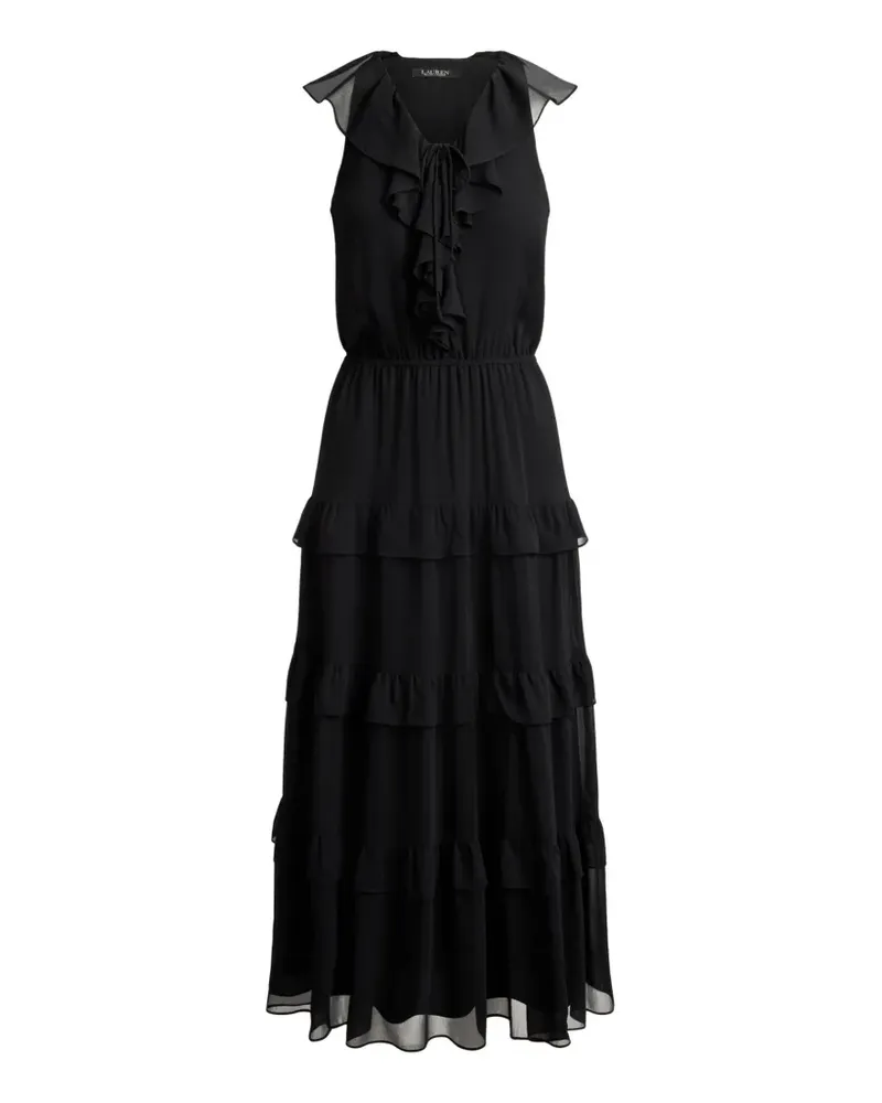 Ralph Lauren Maxikleid mit Rüschen - Schwarz Schwarz