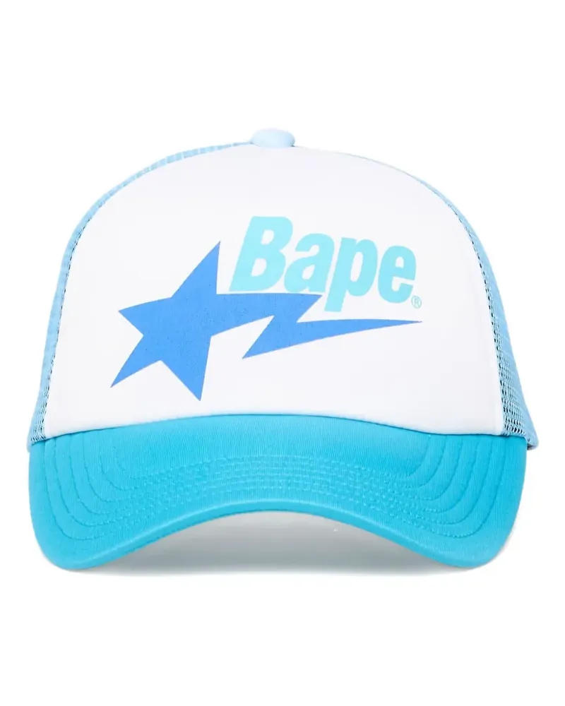 BAPE logo-detail flat-brim trucker cap - Weiß Weiß