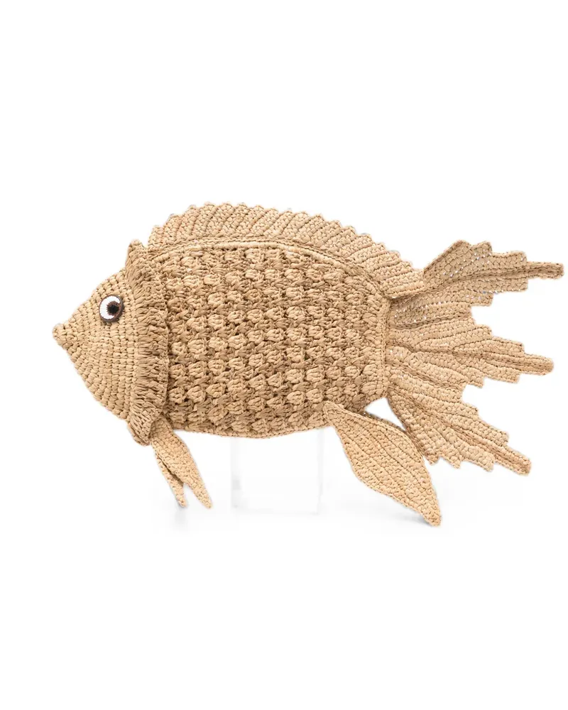 Anya Hindmarch fish-shape woven clutch bag - Nude Nude