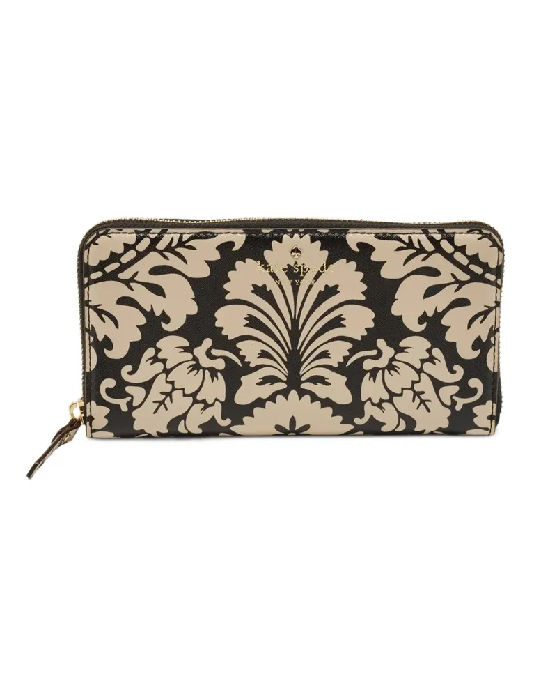 Kate Spade Damask-print zip-around wallet - Schwarz Schwarz