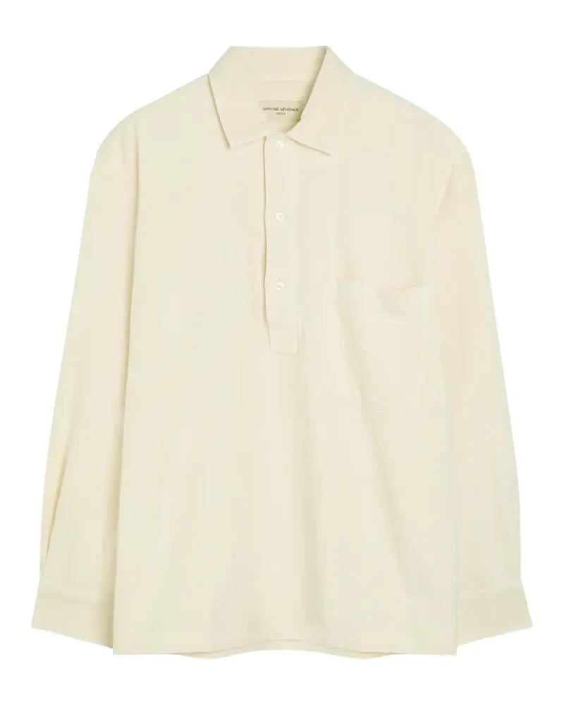 Officine Generale Jordy long-sleeve button-placket shirt - Nude Nude