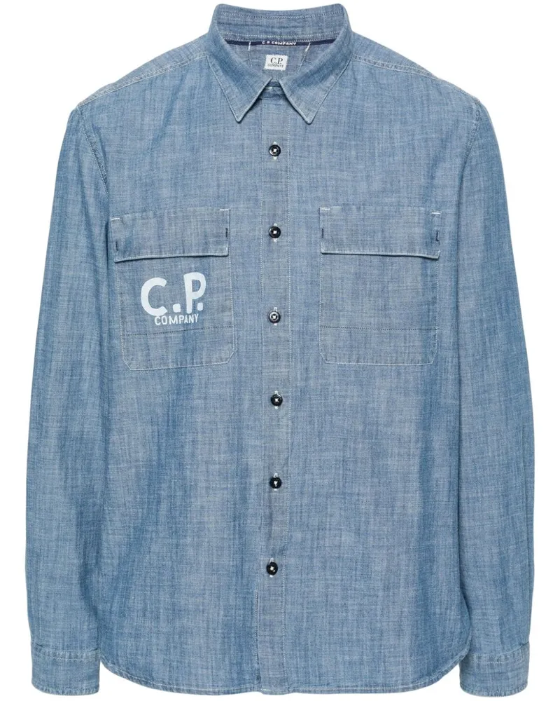 C.P. Company Chambray-Hemd mit Logo-Print - Blau Blau