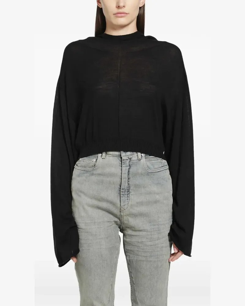 Rick Owens cropped knit hoodie - Schwarz Schwarz