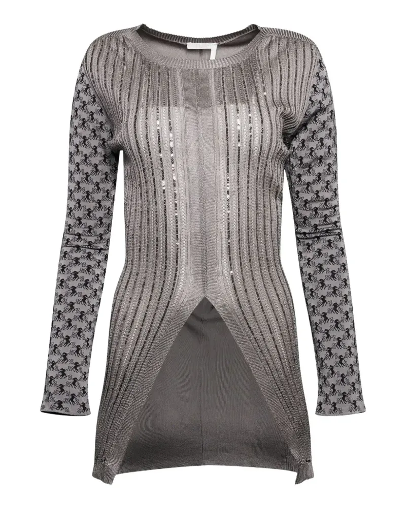 Chloé Pferde-Jacquard-Pullover mit Pailletten - Grau Grau