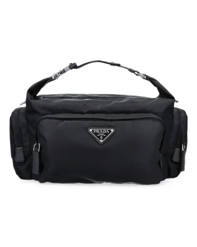 Prada Schultertasche aus Re-Nylon und Saffiano-Leder - Schwarz Schwarz