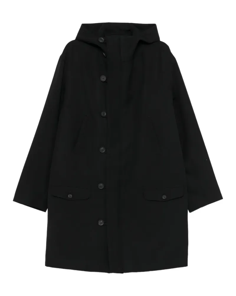 Yohji Yamamoto Mantel mit Kapuze - Schwarz Schwarz
