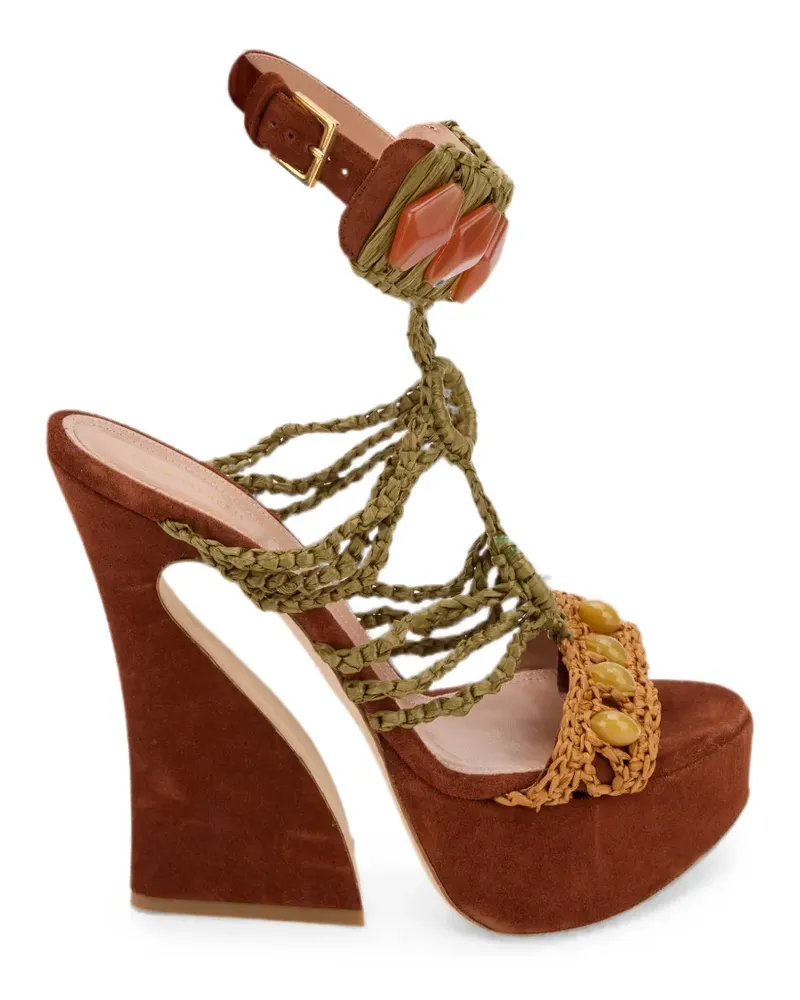 Alberta Ferretti Sandalen mit Perlenverzierung - Braun Braun