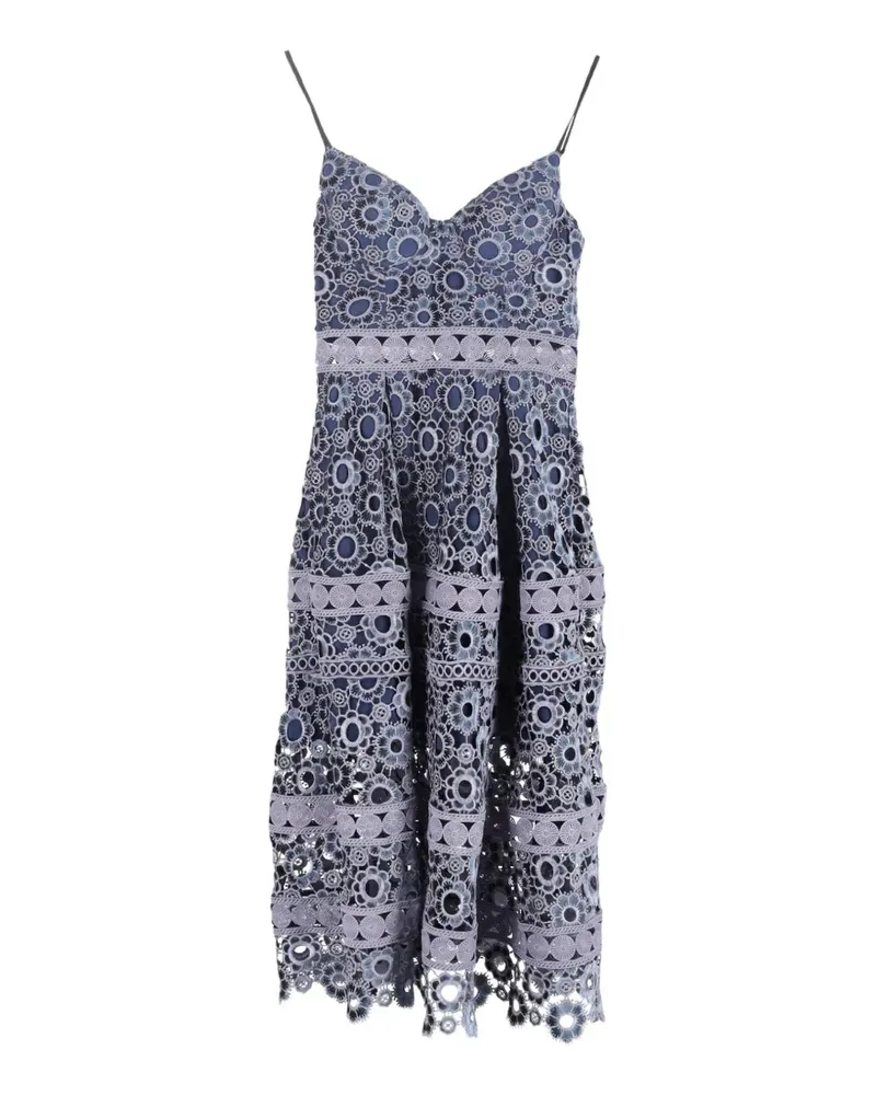 Self-Portrait lace-patterned sleeveless midi dress - Blau Blau
