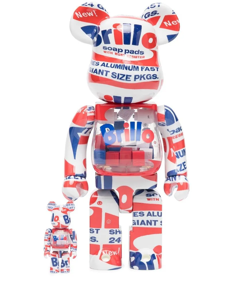 Medicom Toy x Andy Warhol Brillo BE@RBRICK 100% und 400% Figuren-Set Rot