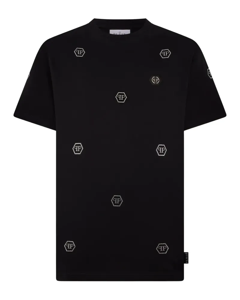 Philipp Plein T-Shirt mit Strass-Monogramm - Schwarz Schwarz
