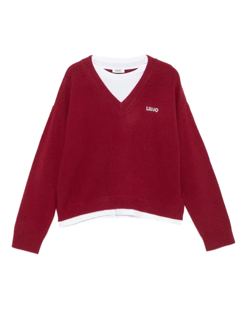 Liu Jo Pullover mit Strass-Logo - Rot Rot