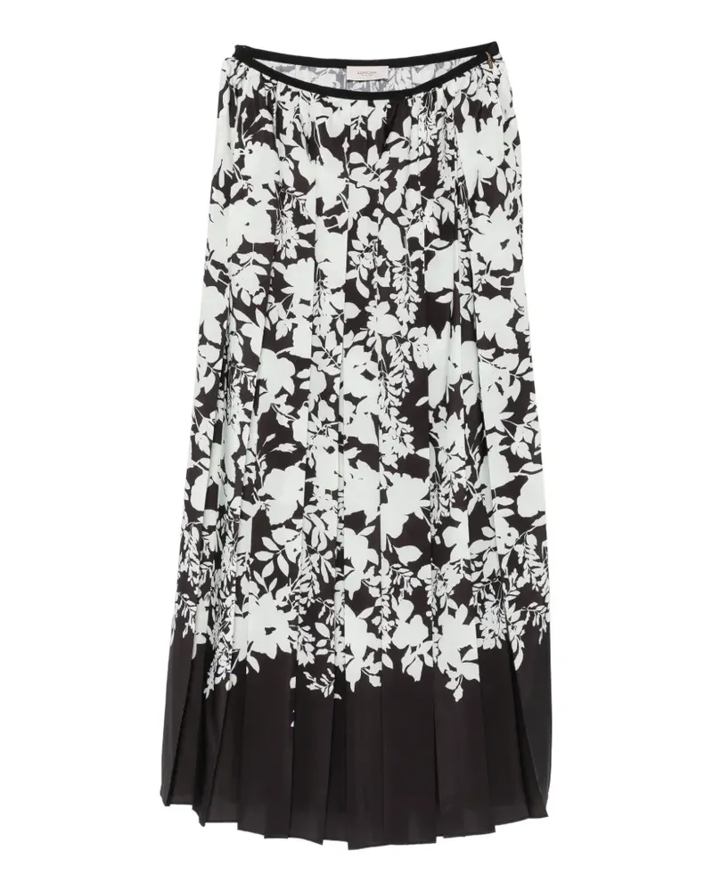 AGNONA floral-print pleated midi skirt - Schwarz Schwarz