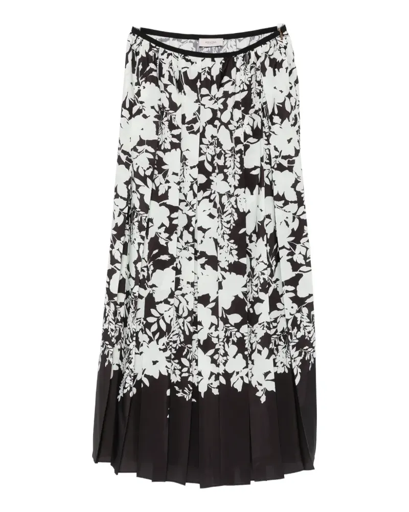 AGNONA floral-print pleated midi skirt - Schwarz Schwarz